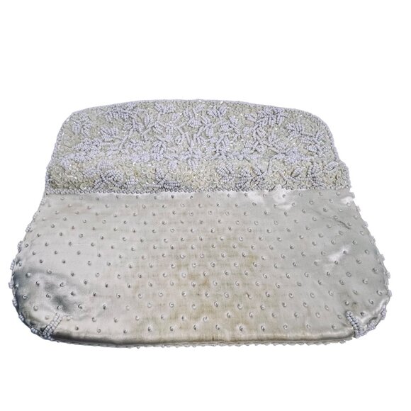 La Regale Ltd Ivory Beaded & Sequined Evening Bag Made In Hong Kong (5907) - Picture 8 of 15